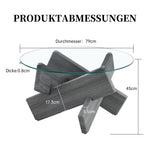 Round Coffee Table 79cm Tempered Glass Cross Legs - Gray MDF