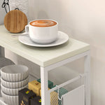 Kitchen Trolley Serving Cart, 3 Levels, Worktop, Hooks, Steel, White