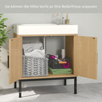 kleankin Vanity Unit, Rattan Look, Anti-Tip Protection, Oak