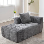 Chaise Longue Sofa, No Assembly Soft Cushions Side Pockets - Grey