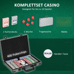 SPORTNOW Poker Case, Complete Set with 400 Chips and Accessories, aluminum