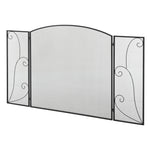 Fireplace Grate, 3-Panel Foldable Spark Guard, Metal Black