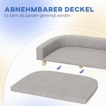 Dog Sofa, Raised with Cushion, Wooden Legs, Grey