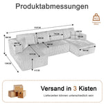 Modern U-Type Leisure Sofa with Modular Design and Lounge Chairs, Lamp Fabric