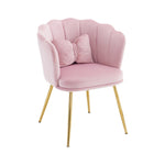 Chairs, Set of 6 Modern Velvet Petal Back with Gold Metal Legs