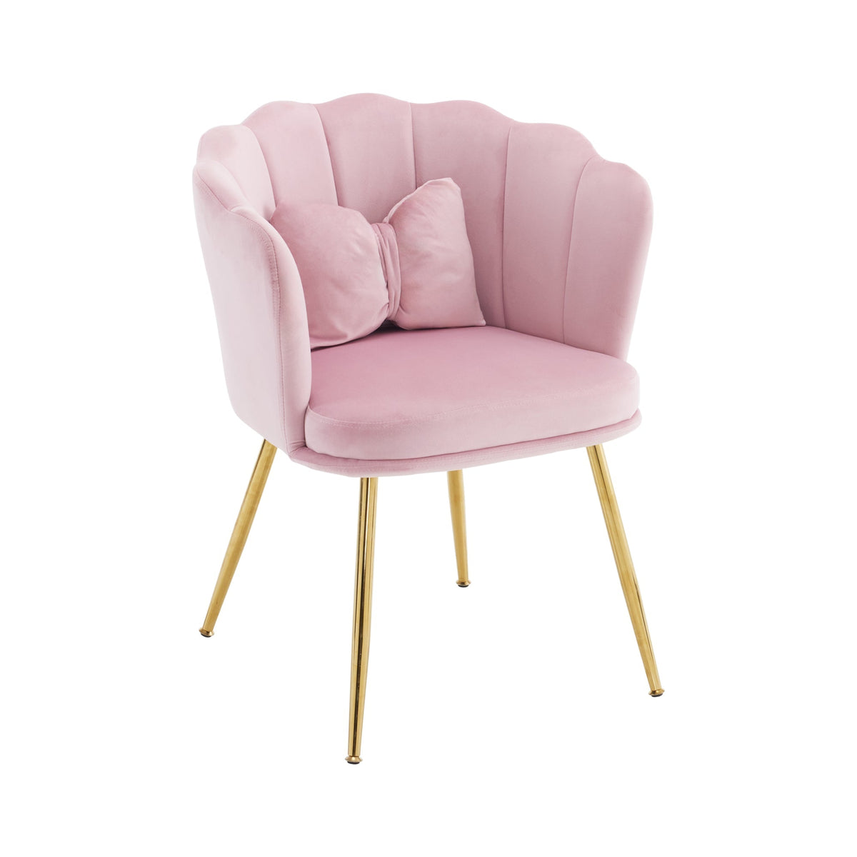 Chairs, Set of 6 Modern Velvet Petal Back with Gold Metal Legs