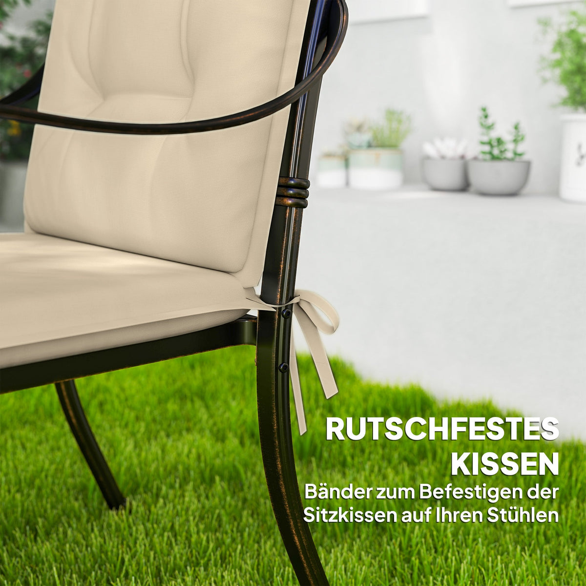 Seat Cushions, Set of 4 Chair Pads, Outdoor Indoor, Beige