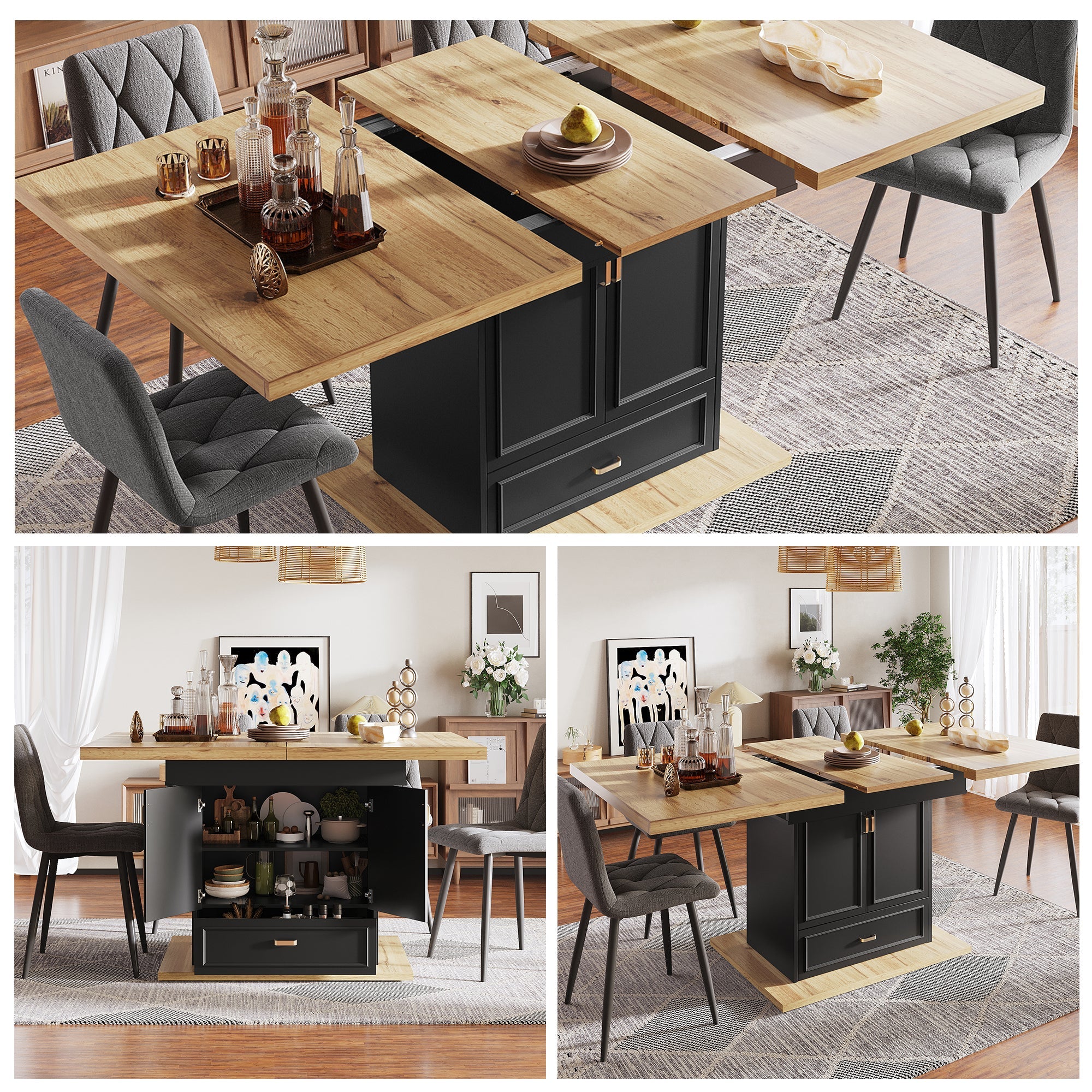 Extendable Dining Table 110-140cm 6-Person for Kitchen & Dining Wooden