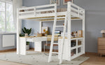 Loft Bed with U-Shaped Desk & Drawers 140x200cm - White & Natural