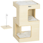 Cat Barrel, 2 Levels with Toys, Natural + Light Grey