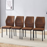 Dining Chairs Set of 4, Lightweight Luxury Style with Tech Fabric and Metal Legs, Brown and Black