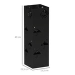 Umbrella Stand, 4 Hooks, Water Catcher, Steel Black