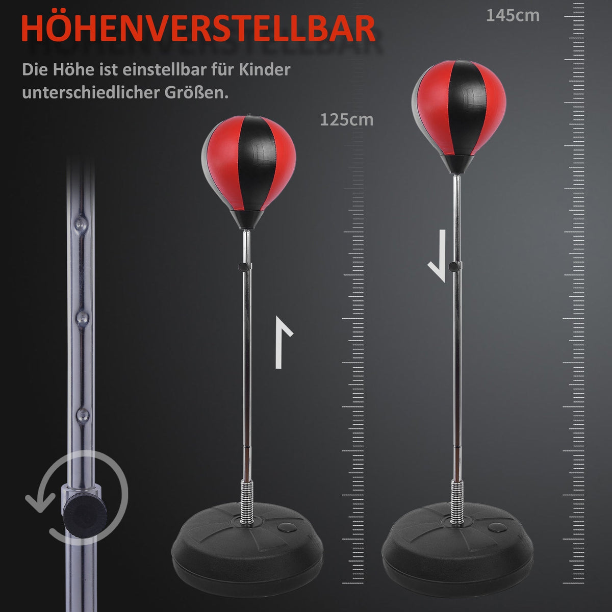 Punching Ball Set, Adjustable Stand, Gloves, Pump