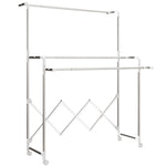 Tower Clothes Drying Rack Foldable 3 Adjustable Rods Wheels - Stainless Steel