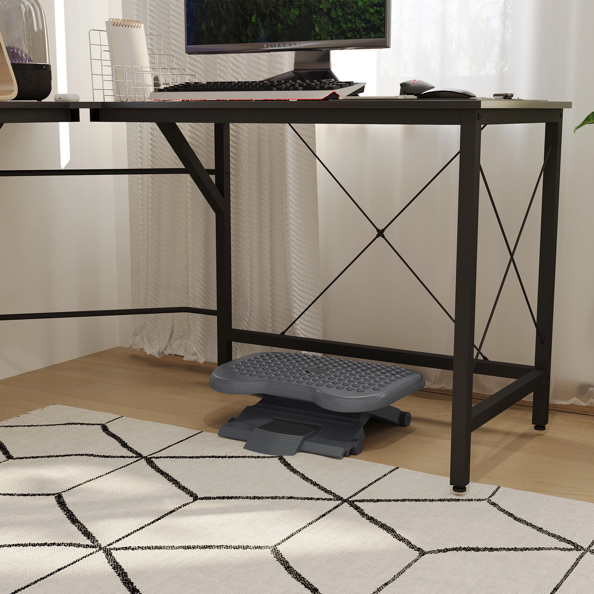 Relax Footrest for Office, Height-Adjustable, Plastic Dark Grey, 46x35cm