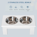 Raised Dog Bowl, Stainless Steel, MDF White