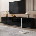 TV Stand Low Cabinet with LED Light Strip, Black/White