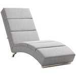 Relaxing Lounge Chair, Upholstered Chaise Longue, Steel Legs, Light Gray