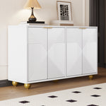 Sideboard with Four Molded Doors and Adjustable Shelves, Wood and Metal