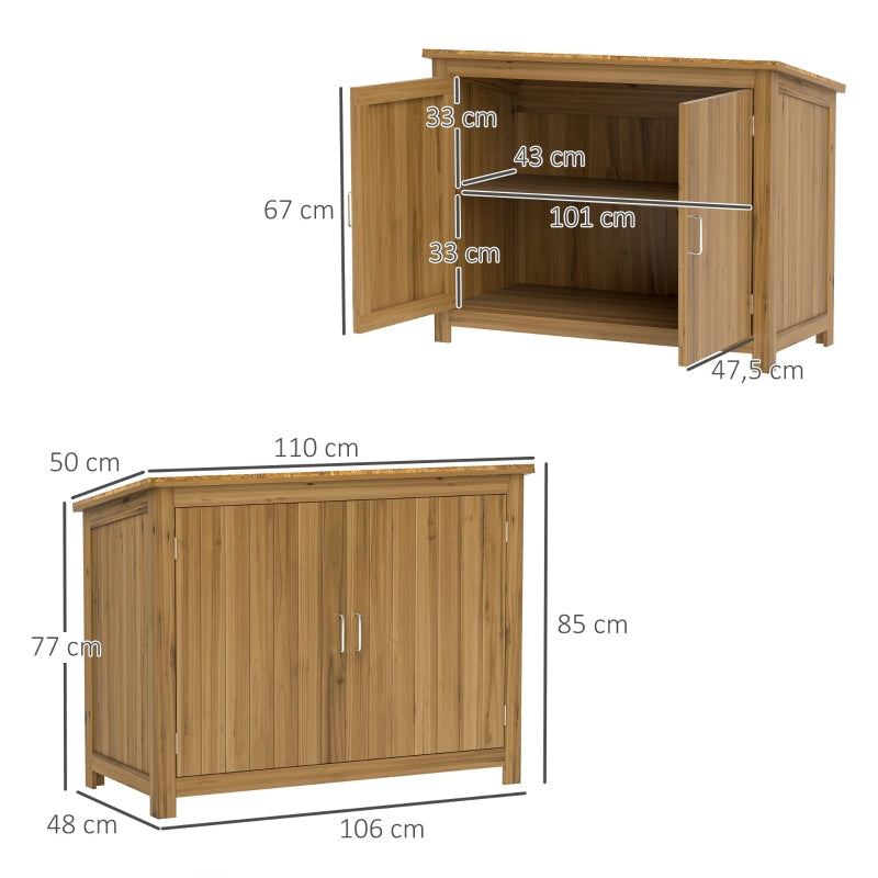 Wooden Garden Shed, Weatherproof Tool Shed with Shelves, Brown
