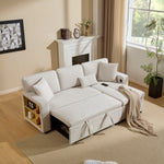 Corner Sofa Bed L-Shape Extendable Storage & Shelf - Beige