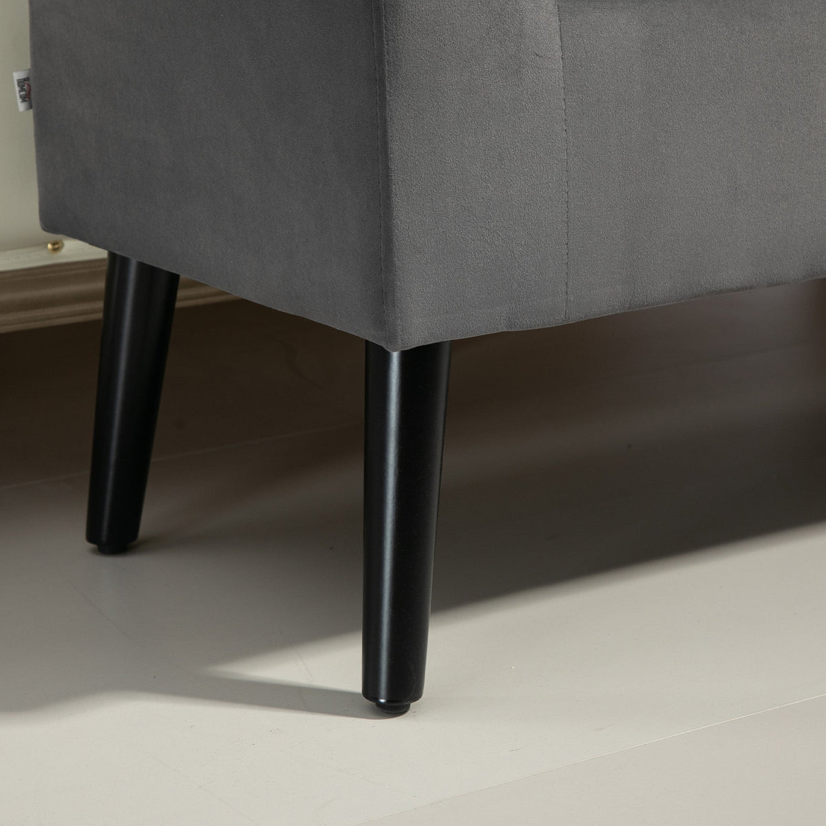 Upholstered Bench with Storage Space, Armrests, Dark Grey Velvet