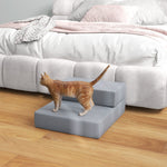 Pet Stairs, 2 Steps Foldable, Dog Stairs, Grey PU Leather