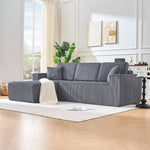 L-Shaped Modular Corner Sofa with Chaise Longue and High-Density Foam, Grey Corduroy