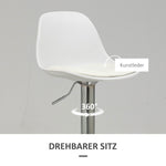 Bar Stools, Set of 2, Swivel, Height-Adjustable, White Faux Leather and Steel