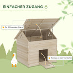 Duck House, Hinged Tilting Roof, Raised Floor, Fir Wood