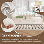 Daybed Sofa Bed 90x200cm Hydraulic Storage LED - Velvet Beige