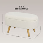 Storage Bench Footstool with Lid, Fabric Cover, White