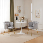 Velvet Chairs, Set of 2 Modern Upholstered with Petal Backs & Butterfly Cushions, Gold Metal Legs