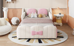 Children's Upholstered Storage Bed 90x200 with Cushions, Velvet