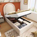 Upholstered Kids Bed, Cosmic Pattern 90x190cm, Beige PU