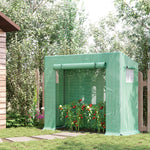 Outsunny Greenhouse with Roll-Up Door and Side Window, 200 x 76 x 168 cm, Green PE Mesh Film