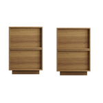 Modern Oak Bedside Table, 2 Pieces, 38 x 48 x 50 cm with Handleless Drawers, Oak Wood