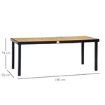 Garden Table Dining Aluminium 8-Person 190x90cm Easy-Care Natural & Black
