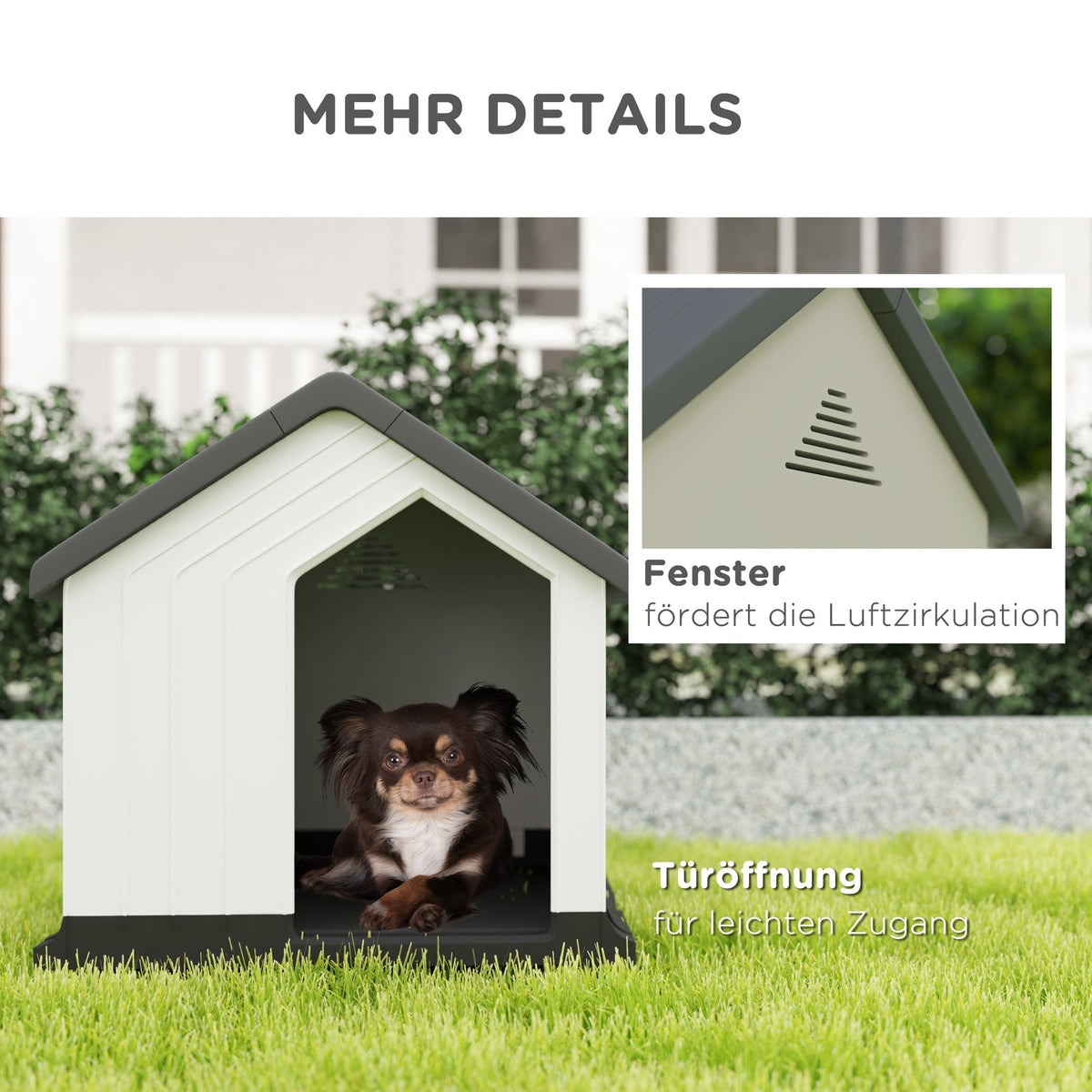 Dog Kennel, Weatherproof Small Animal House, Gray