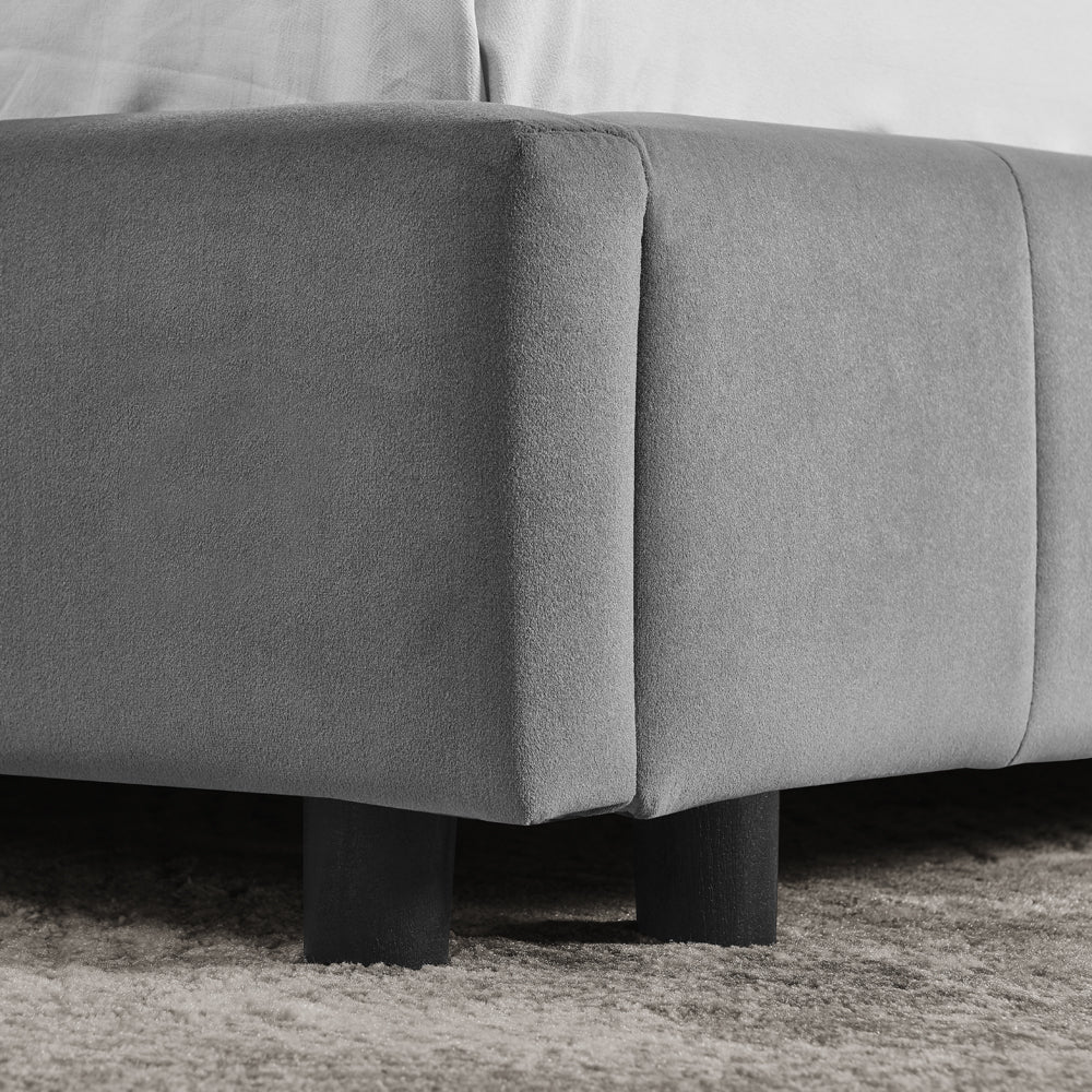 Double bed 160x200cm Upholstered Velvet, Sturdy Frame, Easy Assembly, Dark Grey