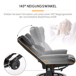 Recliner Chair, Massage Function & Footstool, Faux Leather Black