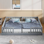 Panel Bed with Guardrails and Slatted Base, 90 x 200 cm, Grey Pine Wood