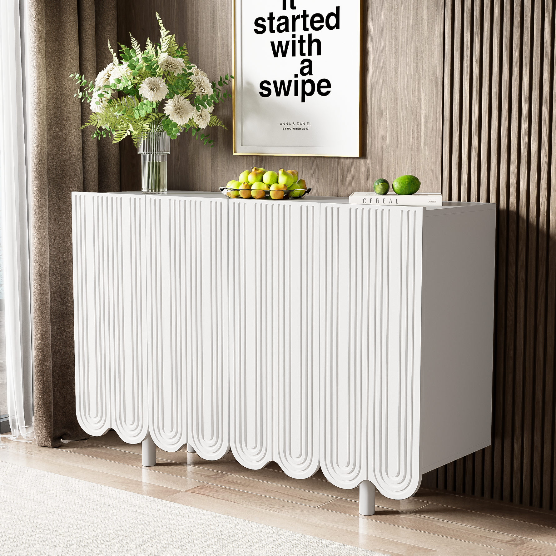 Sideboard with Teardrop Molded Doors and Buffer Hinges