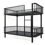 Metal Bunk Bed 90x200 Space-Saving Safety Railing, Black