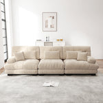 Modular Corner Sleeper Sofa 3-Seater Deep Seat Chenille Light Brown
