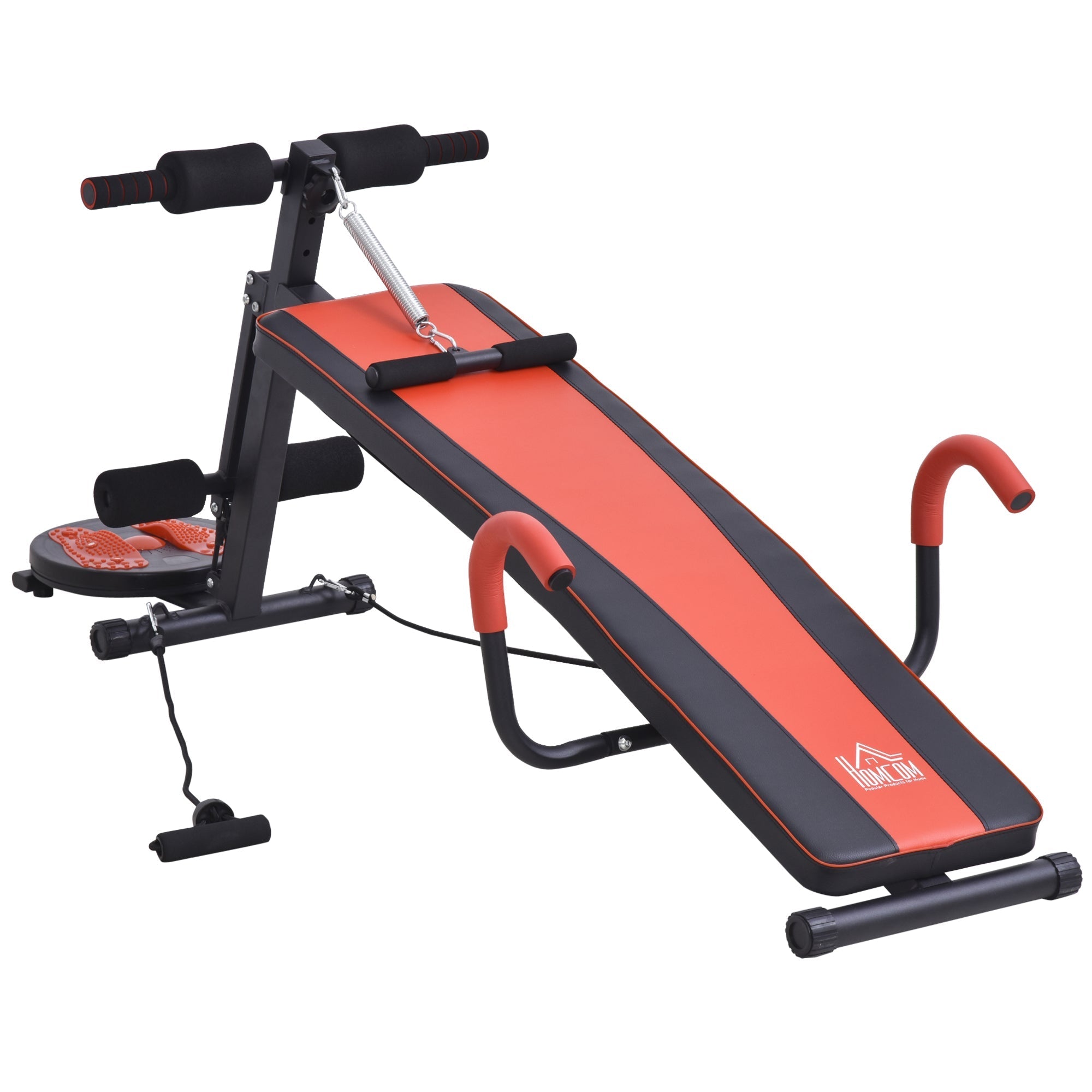 Sit Up Bench Adjustable Abdominal Trainer Padded Red Black