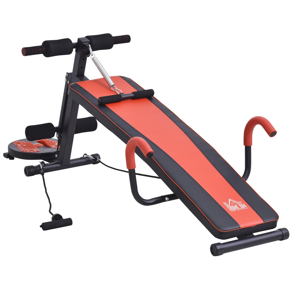 Sit Up Bench Adjustable Abdominal Trainer Padded Red Black