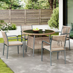 Modern Garden Furniture Set with Round Table & 4 Chairs, Rattan
