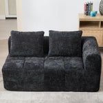 Sofa 2-Person Plush Cushion Side Pockets, No Assembly, Black