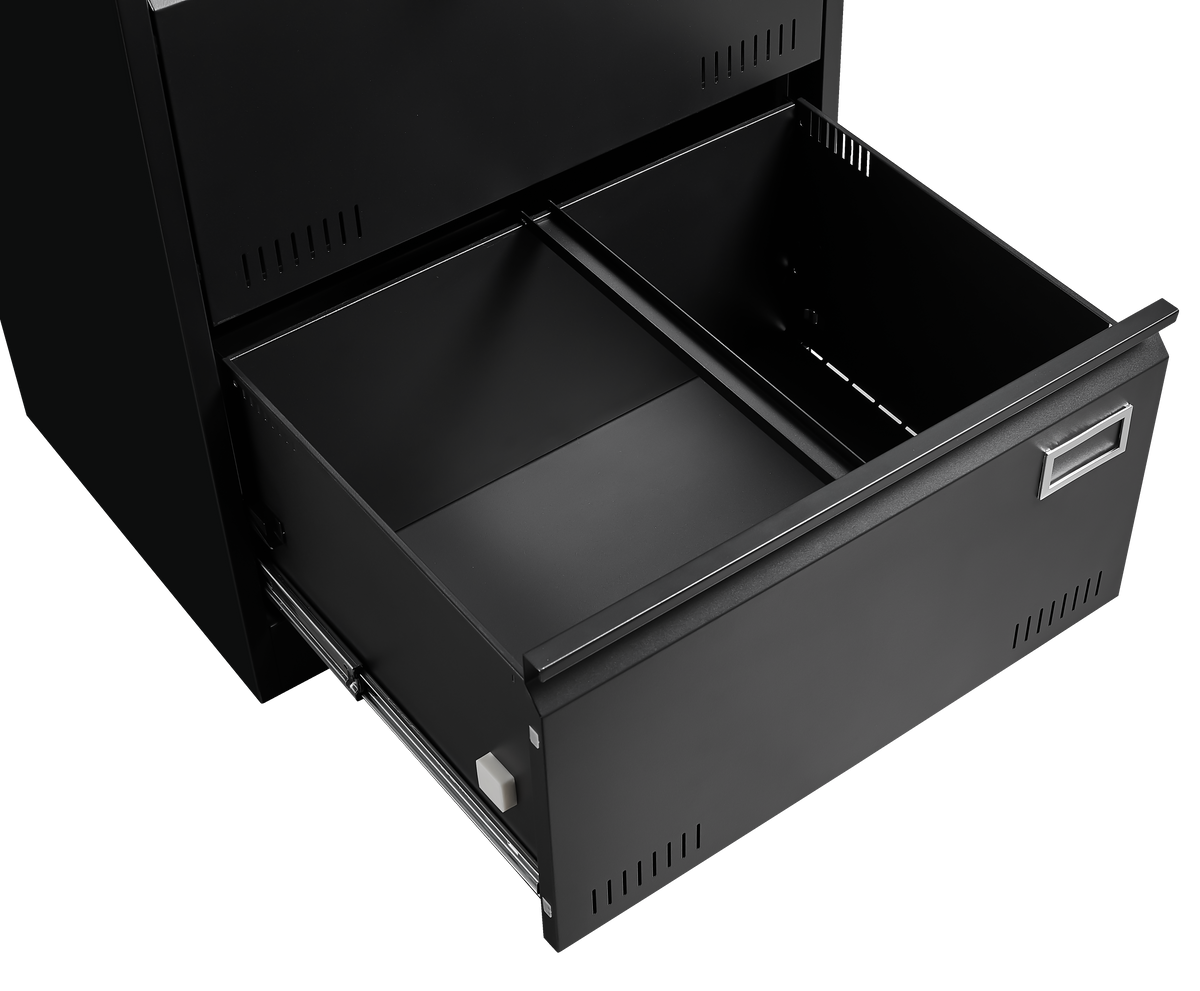 File Cabinet 2 Drawer Metal Lateral Locking Legal/Letter/A4 - Black
